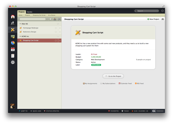 Projects Page